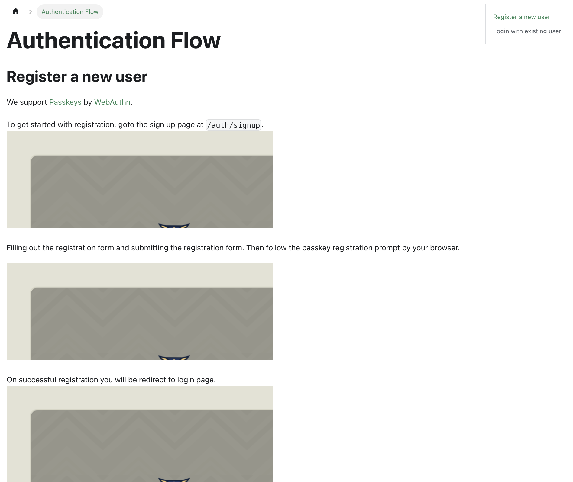A screenshot of Docusaurus page with screenshots of the app that have been clipped to small.