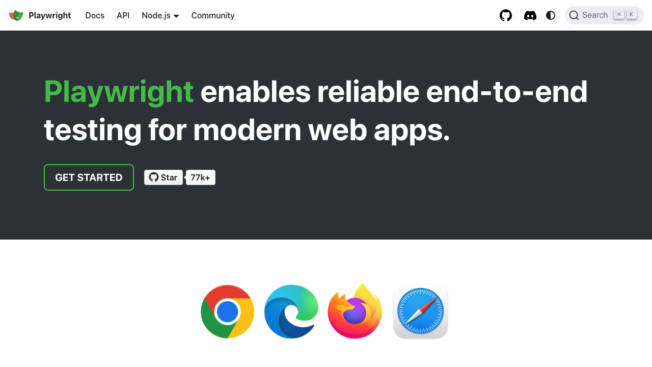 screenshot from playwright&#39;s documentation site